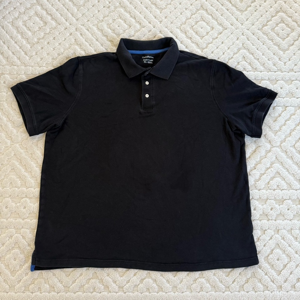 Croft & Barrow Black Button Down Polo Shirt size XL